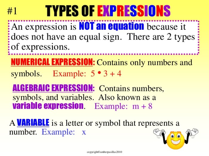 Review of algebraic and numeric expressions