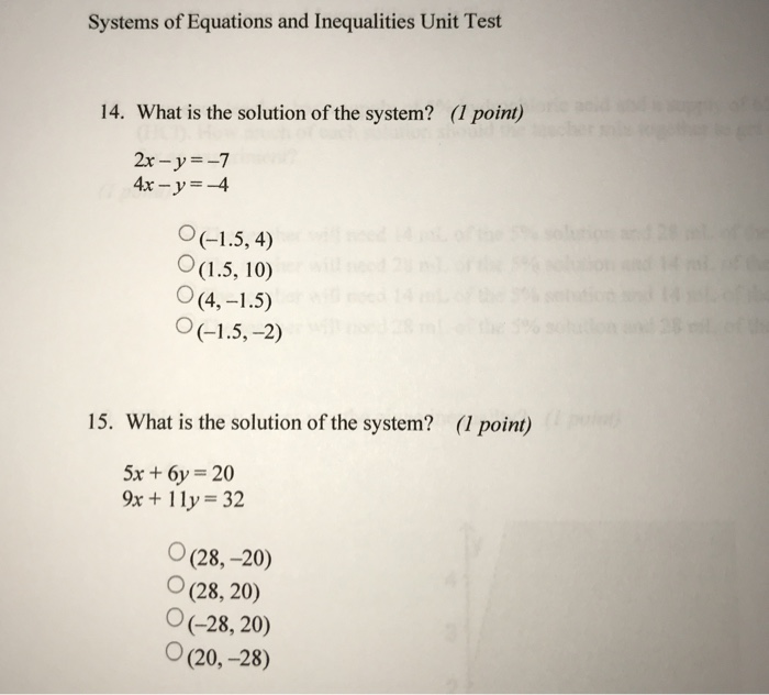 Unit 1 test study guide equations and inequalities