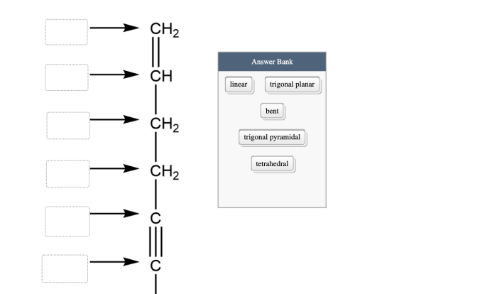 Label each carbon atom with the appropriate geometry