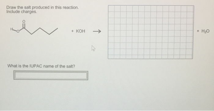 Draw the salt produced in this reaction. include charges