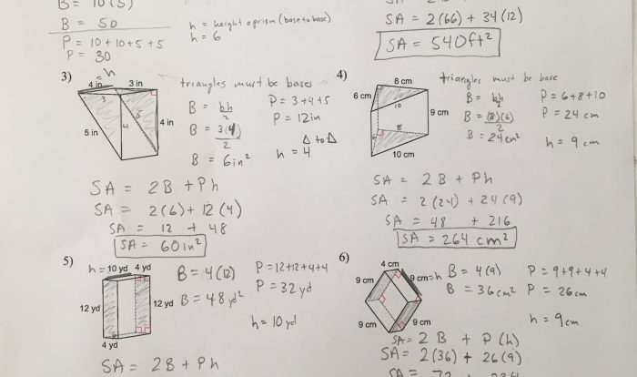 Surface area of prisms and pyramids answer key